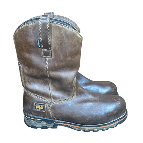 Timberland Pro A1053A Ag Pro Waterproof Pull On Work Boot Brown Alloy Toe Sz 13W - Picture 1 of 11